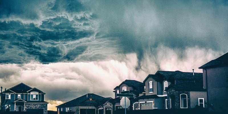 Stormy skies above a neighborhood