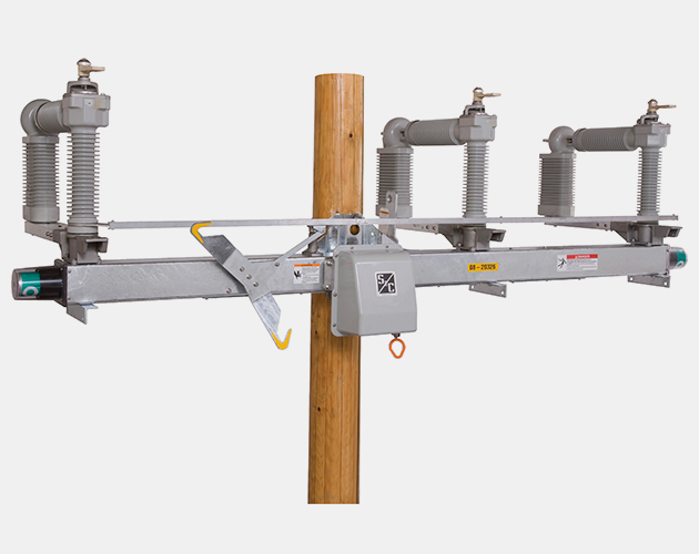 a left side view of a scada-mate switching system scada mate switching system, switching system, integer style three-pole, group-operated load interrupter switches